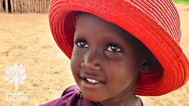 masaii child in Engarre hat
