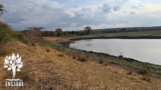 takmer vyschnuté jazero v Tanzánii